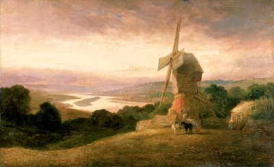 風車の丘からのタイン、ゲーツヘッド、1818年頃 作： Thomas Miles Richardson