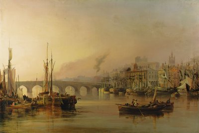 1831年にフォアグラウンドで出荷されたタイン川からのニューカッスルの眺め 作： Thomas Miles Richardson