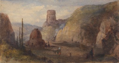 砦のある岩の多い風景 作： Thomas Miles Richardson Sr.