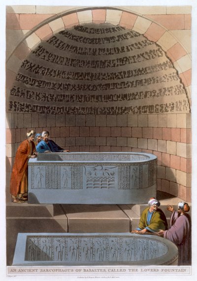 「恋人の泉と呼ばれる玄武岩の古代石棺」、1802 作： Thomas Milton