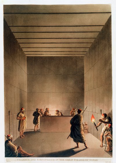「ギザの大ピラミッドの部屋と石棺」、エジプト、1802 作： Thomas Milton