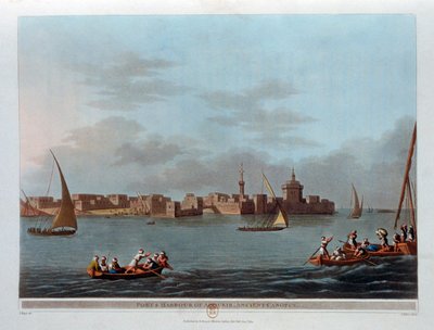 アブキルの砦と港、古代カノープス、エジプト、1801 作： Thomas Milton
