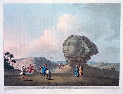 巨大なスフィンクスの頭、ギザ、エジプト、1801 作： Thomas Milton