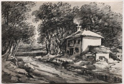 コテージレクトのある風景、c。 1820年代。 作： Thomas Monro
