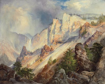 イエローストーンキャニオンの通過するシャワー、1903 作： Thomas Moran
