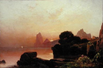夏の朝の海岸（油） 作： Thomas Moran