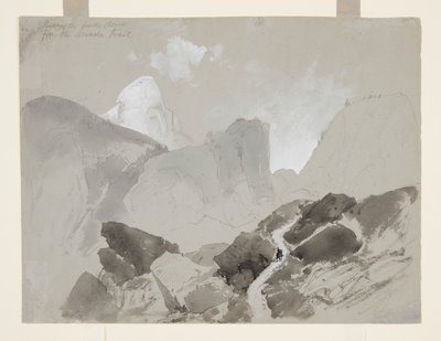 ヨセミテのネバダ トレイルから見たサウス ドームの裏側 作： Thomas Moran