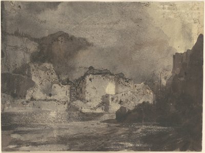 月明かりの建物 作： Thomas Moran