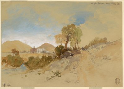 1883年3月1日、メキシコ、サンフランシスコ近郊でのドローイング 作： トーマス・モラン