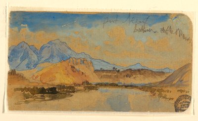 図面、アイダホ州ポートヌフ・キャニオン、おそらく1879年 作： トーマス・モラン