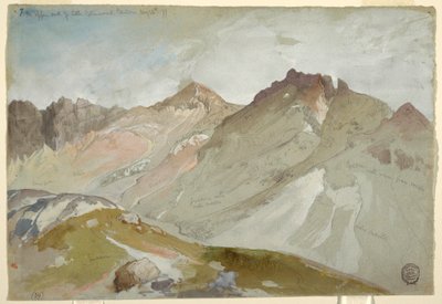 1879年8月13日、ユタ州オグデン近郊、ワサッチ山脈、リトル・コットンウッド・キャニオンの上端。 作： トーマス・モラン