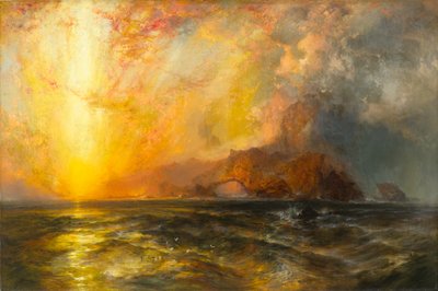 激しく真っ赤な太陽が降り注いで天空を歩んだ1875-1876 作： Thomas Moran