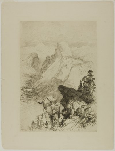 ハーフドーム、モラン ポイントからの眺め 作： Thomas Moran