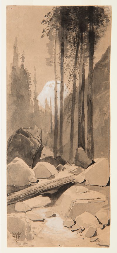 ヨセミテ渓谷で 作： Thomas Moran