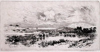 モントーク・ポンド、ロングアイランド 作： Thomas Moran