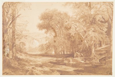 アッパーデラウェアで（木炭画の後） 作： Thomas Moran
