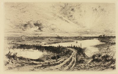 日の出 - 池、イースト ハンプトン 作： Thomas Moran