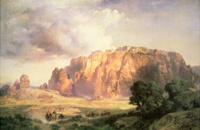 ニューメキシコ州プエブロ・オブ・アコマ（油彩・キャンバス 作： Thomas Moran