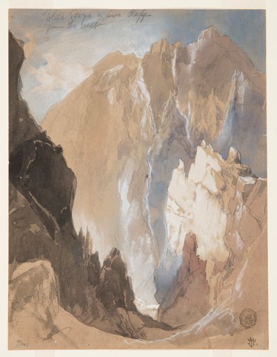 コロラド州西部のトルテック渓谷とエヴァ クリフ 作： Thomas Moran