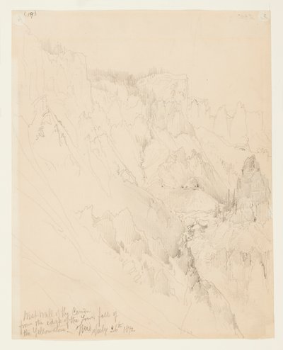 峡谷の西壁、イエローストーン 作： Thomas Moran