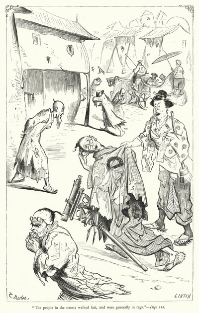 ジョナサン・スウィフトの『ガリバーズ・トラヴェルズ』のイラスト（彫刻）。 作： Thomas Morten