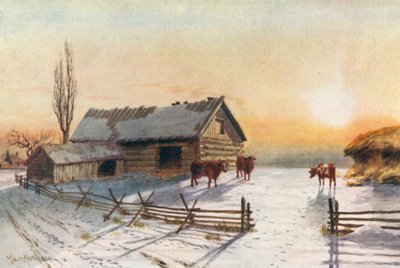 バック・カントリー農園、冬（カラーリトグラフ） 作： Thomas Mower Martin