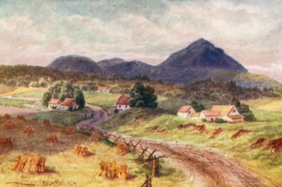 フクロウの頭山、モントリオール近郊（カラーリトグラフ） 作： Thomas Mower Martin