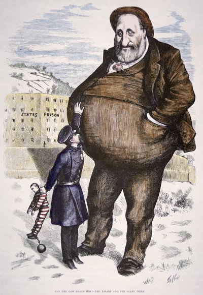 ウィリアム・マーシー "ボス "ツイード（1823-78）を描いた漫画（『ハーパース・ウィークリー』1872年1月6日号より）（彩色済み彫刻 作： Thomas Nast