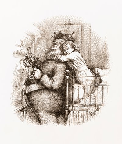 キャッチ！』。トーマス・ナストによるサンタクロースが描かれたイラスト 作： Thomas Nast
