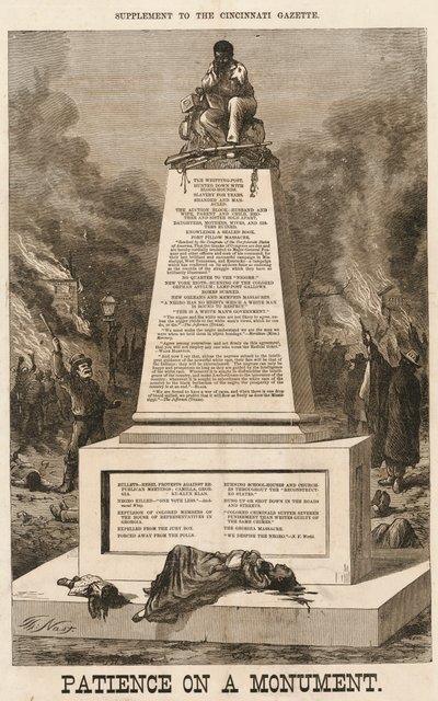 「記念碑の忍耐」、1868 年 10 月 8 日。 作： Thomas Nast