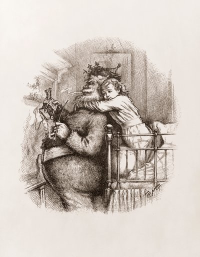トーマス・ナストによるサンタクロース 1892年頃（モノクロの彫刻画 作： Thomas Nast