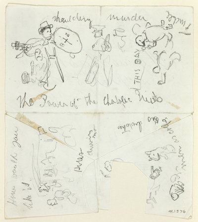 スケッチのシート：カトリック司祭の力（レクト）；スケッチシート（裏面） 作： Thomas Nast