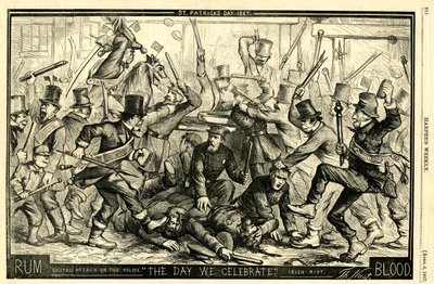 聖パトリックの日、1867年（木の彫刻） 作： Thomas Nast