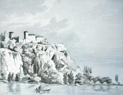 シンプロン峠のマッジョーレ湖畔のカステッロ・ダンゲラ（T.Bruun Neergaard著「Voyage Pittoresque et Historique du Nord d
