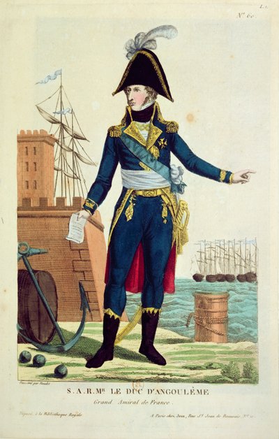 ルイ・アントワーヌ・ド・ブルボン（1775-1844）アングレーム公（色の彫刻） 作： Thomas Naudet