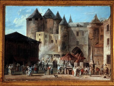 パリのグラン・シャトレ広場 フランス革命当時の街並み。トマ・ノーデ（1778-1810）による絵画 作： Thomas Naudet