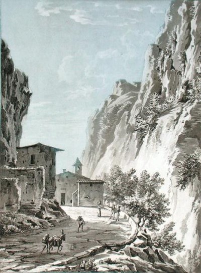 シンプロン峠のゴンド村、1820年に出版されたT.Bruun Neergaardの「Voyage Pittoresque et Historique du Nord d