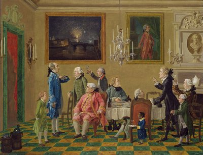フィレンツェのホレス・マン卿の家にいる英国紳士、1763-65年 作： Thomas Patch