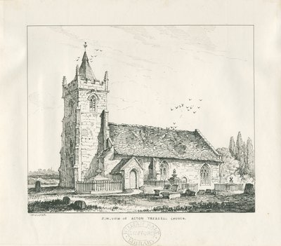 アクトントラッセル教会：ペンとインクの描画、1838年 作： Thomas Peploe Wood