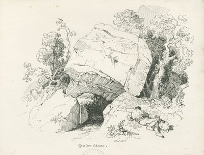 ビダルフ-「ゴートンストーン」：ペンとインクの描画、1836年 作： Thomas Peploe Wood
