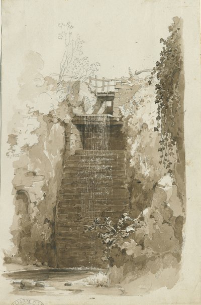 ビダルフ-田園風景：ペンとウォッシュのデッサン、1837年6月8日（デッサン） 作： Thomas Peploe Wood
