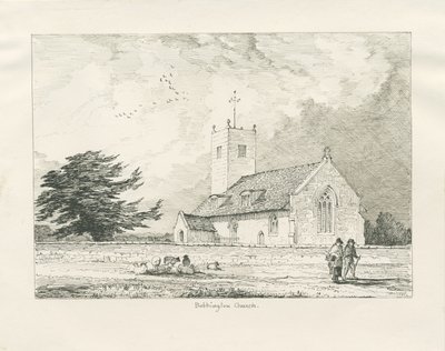 ボビントン教会：ペン画、1837年 作： Thomas Peploe Wood