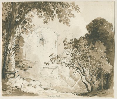 Chartley Castle：鉛筆とウォッシュの描画、ND [1837-1838] 作： Thomas Peploe Wood