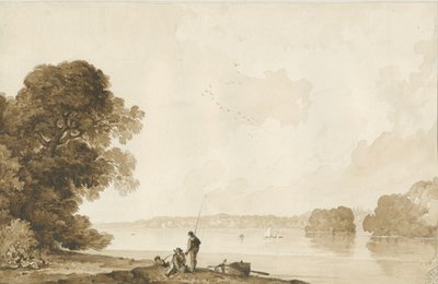チリントンパーク-プール：セピア色のデッサン、nd [1837-1838]（デッサン） 作： Thomas Peploe Wood