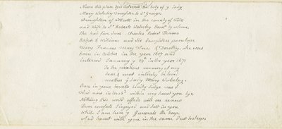 コルウィッチ-ウォルズレー記念碑の碑文：ペン、nd [1839]（原稿） 作： Thomas Peploe Wood