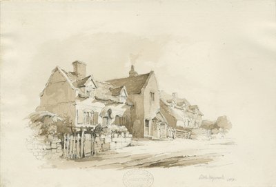 リトルヘイウッドのコテージ：鉛筆とウォッシュの描画 作： Thomas Peploe Wood