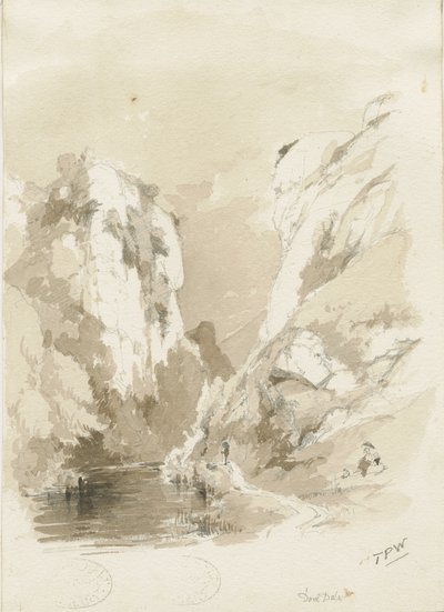 ダブデール-風景：鉛筆とウォッシュの描画、nd [1817-1845]（描画） 作： Thomas Peploe Wood