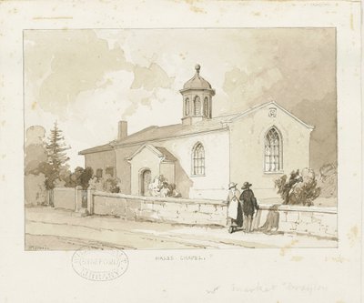 Drayton-in-Hales-Hales Chapel：セピア色のウォッシュドローイング、nd [1817-1845]（ドローイング） 作： Thomas Peploe Wood