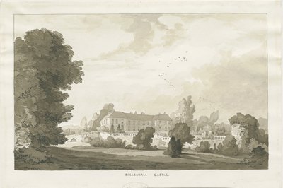 エクルシャル-&39;城&39;：セピア色の描画 作： Thomas Peploe Wood