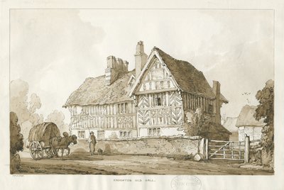 ホートン-オールドホール：セピア画、1838 作： Thomas Peploe Wood